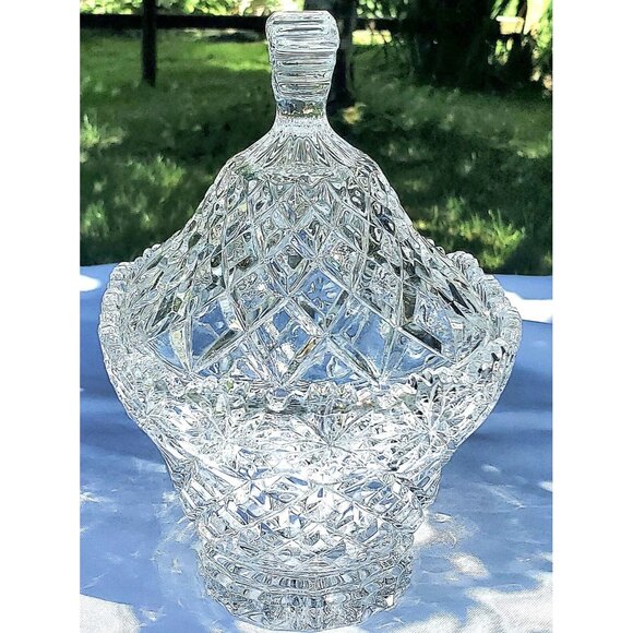 Crystal Clear Brussels Lidded Candy Dish 7.25" vanity trinket Bowl - Picture 2 of 8